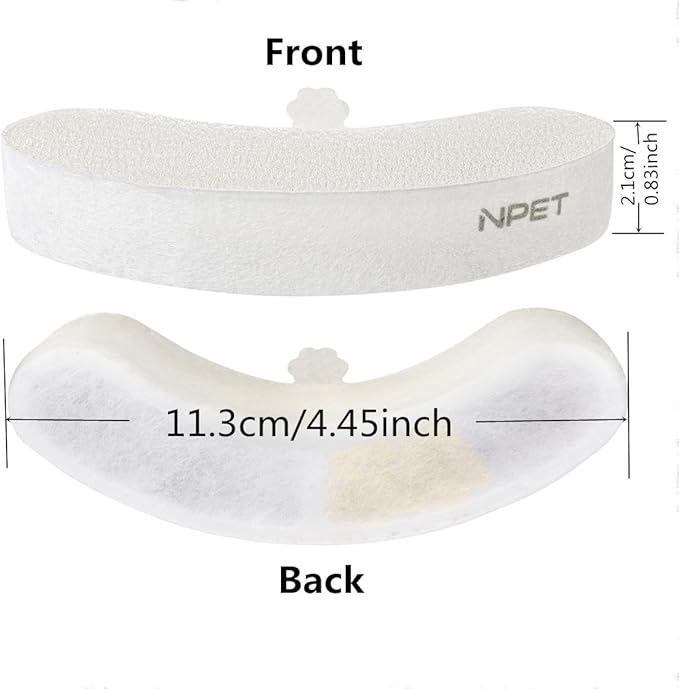 NPET Upgraded Design 4 Pack Replacement Filters for WF050/WF100 Cat Fountain and WF210 Stainless Steel Pet Water Dispenser