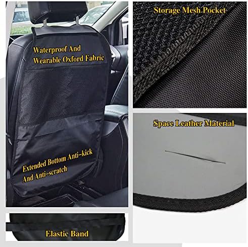 deemars Kick Mats with Organizer, Waterproof Kick Mats Backseat Protector, Durable Car Seat Back Protectors for Vehicles to Protect from Dirt, Mud & Scratches, Fits Most Vehicles