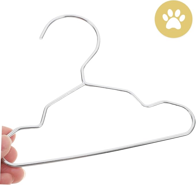 Cabilock 10Pcs Steel PET Hangers for Clothes and Accessories, Silver 15cm | Universal Fit, Space Saving Design, Home Storage Use, Sleek Silver Finish for PET Apparel Organization