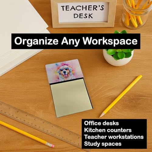 Caroline's Treasures Great Pyrenees Hippie Dawg Sticky Note Holder Refillable Dispenser Self-Sticky Note Pads, Memo Pads Blank Desk Accessories