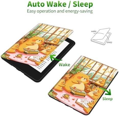Case for Samsung Tab S10 Ultra/S9 Ultra/S8 Ultra 14.6" 2024/2023/2022 | Slim Leather Smart Cover with Multi-Angle Anti-Slip Stand [Auto Wake/Sleep] Shell for Women Men, Bear Lunch