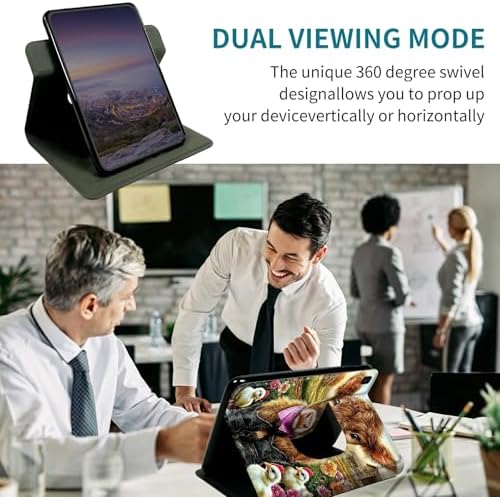 Case for Samsung Galaxy Tab A 8.4" 2020 SM-T307, 360 Degree Rotating Stand with Multi-Angle Vertical & Horizontal Viewing Shockproof Protective Shell for Women Men, Rooster Yellow Cow