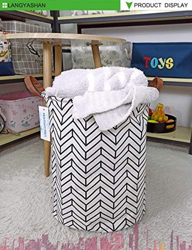 Round Laundry Basket Collapsible Storage Hamper Organizer Geometric Circle | Waterproof Canvas Foldable Baskets with sturdy Handles Multi-scene Organizer for Home Play Bedroom Gift Bin