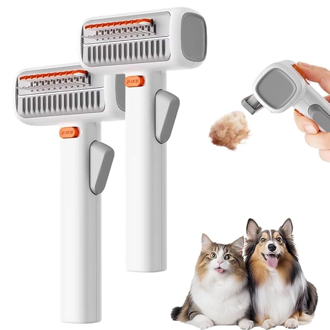 Upgrade 2-in-1 Pet Self-Detangling & Grooming Comb, 2026 New Professional Pet Dematting Comb & Undercoat Rake for Dogs & Cats, Gentle Pets Grooming Brush for Long or Short Hair (2)
