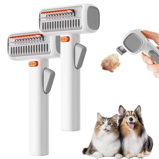 Upgrade 2-in-1 Pet Self-Detangling & Grooming Comb, 2026 New Professional Pet Dematting Comb & Undercoat Rake for Dogs & Cats, Gentle Pets Grooming Brush for Long or Short Hair (2)