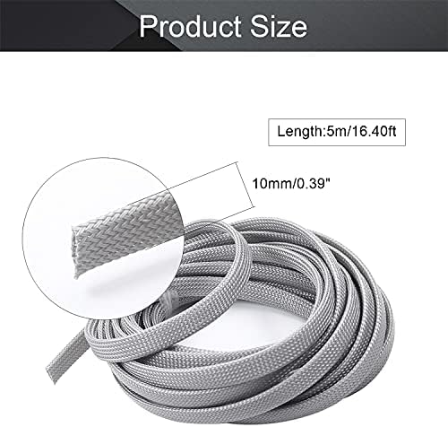Othmro 16.4ft/5Meter PET Expandable Braided Cable Sleeve, 3/8 Inch Flexible Wire Loom Cord Protector, Cable Management Sleeve Cord Cover for Audio Video Cable Protectors from Pets(1Pc Grey)