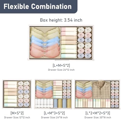 DIMJ Drawer Organizer Clothes - 26 Pack Closet Drawer Organizer Bins for Baby Clothes Storage, Fabric Dresser Organizer for Nursery Bedroom, Foldable Small Drawer Dividers for Underwear Socks