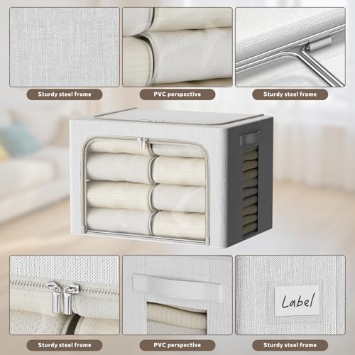 FHSQX 6 Pack Clothes Storage Bins Lvory White, 15.7x11.8x9.8inch(30L)