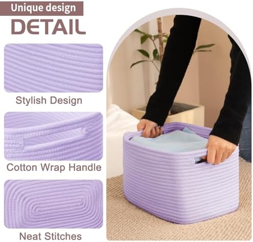 OIAHOMY 4 Pack Storage Baskets for Organizing 15L Cube Storage Bins Purple