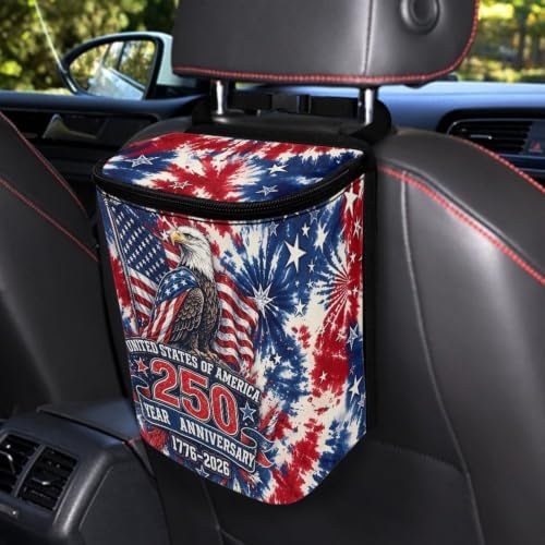 American 250th Anniversary Trash Bag with Lid Storage Bag Proof Organizer with Adjustable Straps for Men and Women Universal for SUVs, Trucks