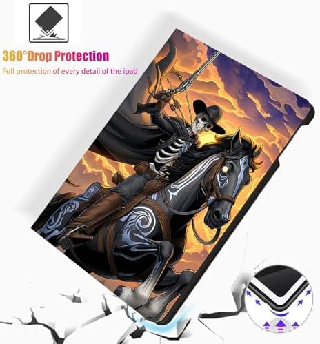 for Microsoft Surface Pro 8-13" 2021 Tablet Case,Auto Wake/Sleep,Adjustable Stand Protective Cover - Skeleton Cowboy
