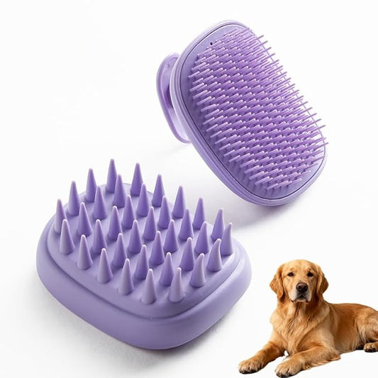 2-in-1 Detachable Dog Bath Brush, Dog Brush for Shedding & Massage, Gentle Silicone Grooming Brush for Long Haired Dogs & Short Haired Dogs, Bathing Brush for Dogs & Cats