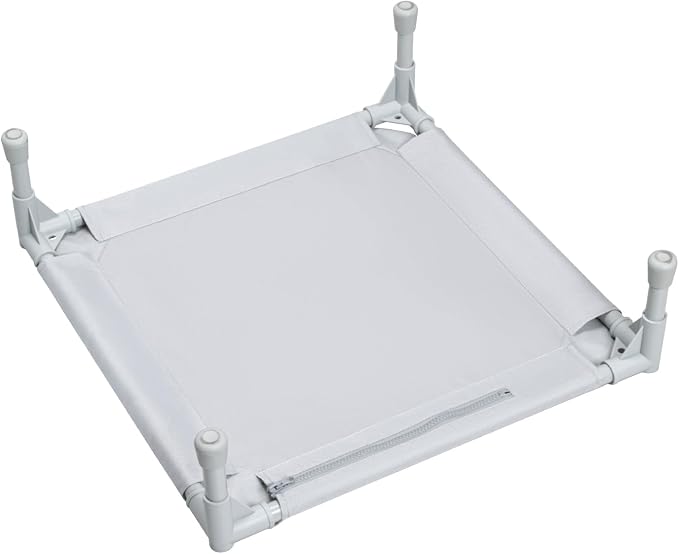Love&go Elevated Dog Bed with Metal Frame, Cooling Raised Pet Cot for Dog and Cat (S - Grey, Small-18.5x18.5x5.5 inch)