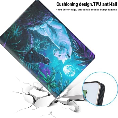 for Samsung Galaxy Tab S5e 10.5 Inch 2019 (SM-T720/T725/T727) Tablet Protective Cover with Adjustable Stand and Magnetic Auto Wake/Sleep,White Panther Black Cat