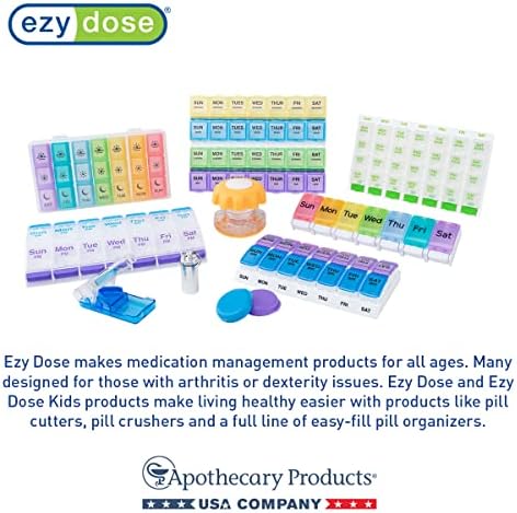 EZY DOSE Weekly (7-Day) Pill Case, Medicine Planner, Vitamin Organizer Box, Travel Pill Planner, Portable Storage, 7-Sided, Color May Vary, BPA Free