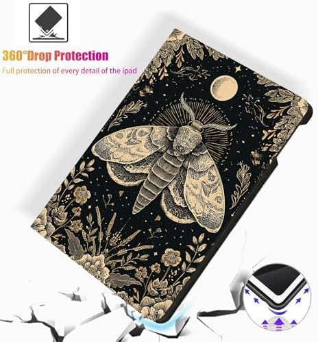 for Microsoft Surface Pro X/Pro X Plus-13 2019/2020/2021/2024 Tablet Case,Auto Wake/Sleep,Adjustable Stand Protective Cover - Moth Moon Pattern