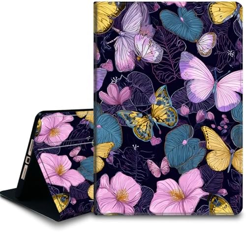 Bxgolkgd Tablet Case for Samsung Galaxy Tab A 10.1 Inch 2016(SM-T580/T585/T587),Shockproof Stand Cover with Heat Dissipation,Auto Wake/Sleep Function,Butterfly Floral