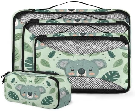Koala 4 Set Packing Cubes Luggage Organizer Bags for Travel Accessories and Essentials, Cartoon Koala