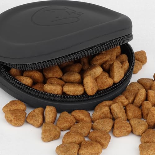 Silicone Dog Treat Pouch Small Bag,2PCS Pet Walking Bag for Dog and Cat,Pocket Size,Easy to Clean, Odorless, Zipper Design,Moisture-Proof,Travel Walking Bag,Portable Training Bag(Lake Blue&Black)
