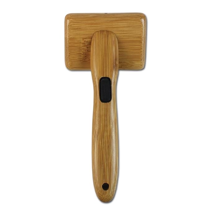 Alcott Bamboo Groom Slicker Brush with Stainless Steel Pins for Pets, Small,Black