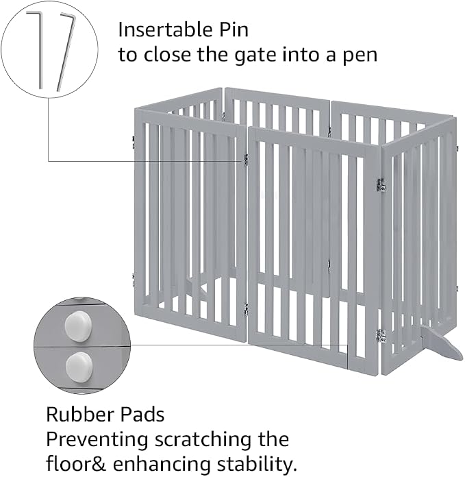 unipaws 120" Extra Wide Pet Gate and Pet Playpen Combination for Dog Cat | 36” Height Free Standing Dog Gate for Doorways, Stairs, Foldable Puppy & Room Divider, Indoor Use