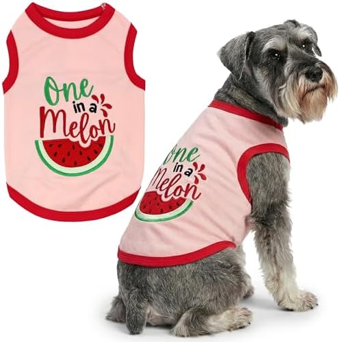 Parisian Pet Dog Shirt – 100% Cotton Shirts for Large Dogs – Pullover Sleeveless Puppy Vest – Breathable Cute Watermelon Pet Apparel – Pink Summer Dog Clothes - Stretchy T Shirts for Dogs