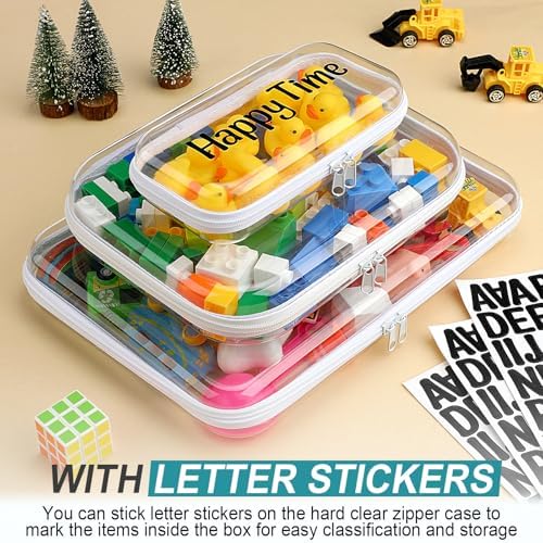 12 Pcs Clear Hard Zipper Case Back to School,3 Sizes