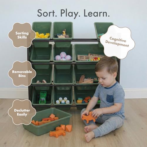 Humble Crew Kids Toy Organizer with 12 Bins, 4 Tier Storage for Playroom