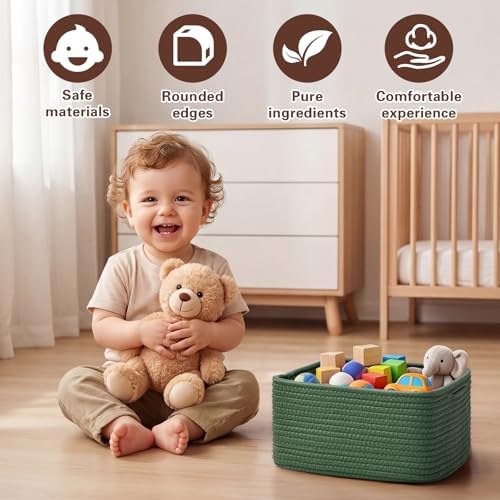 Storage Baskets for Shelves, 2 Pack Shallow Basket