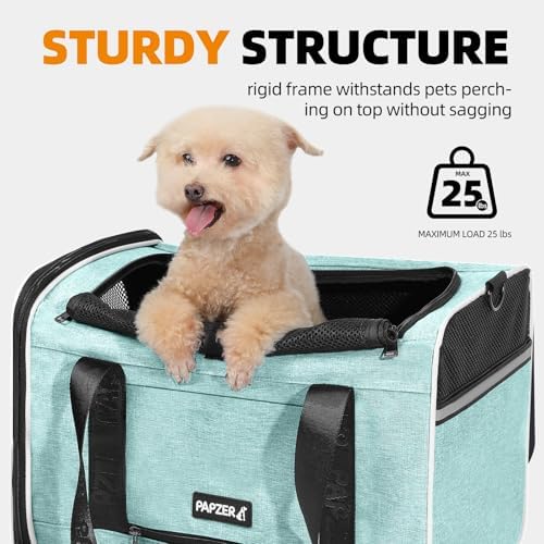 Cat Carrier for Travel, Soft-Sided, Top Loading, Privacy Curtain, to 20 lbs | Medium Pet Carry Bag Anxious Cat, Vet Visits Car Transport, Luggage Sleeve Suitcase Attachable Small Puppy Crate Kennel Teal
