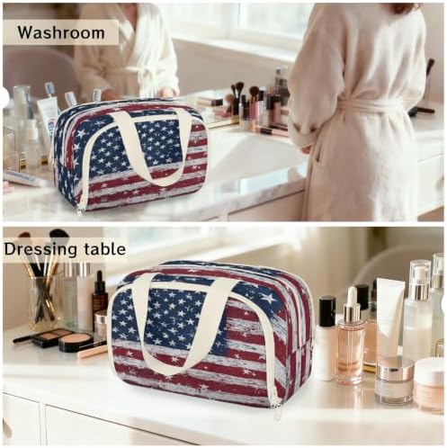 American Flag Travel Toiletry Bag for Women