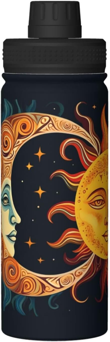 Sun Moon and Stars Water Bottle,18oz Sports Insulated Kettle for Women Men, Suitable as a Present