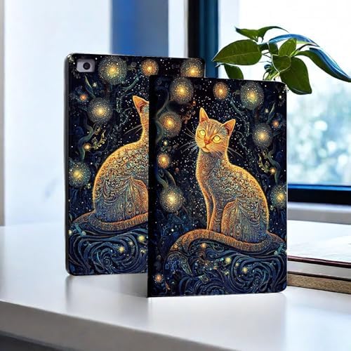for Microsoft Surface Go 4/3/2/1-10.5" 2021 Tablet Case,Auto Wake/Sleep,Adjustable Stand Protective Cover - Galaxy Cat Art