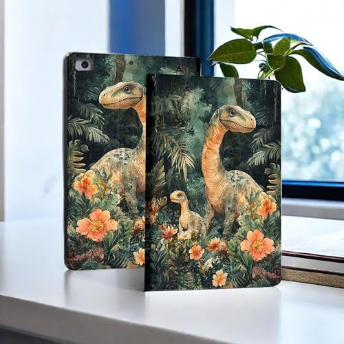 for Microsoft Surface Pro 7 Plus,Surface Pro 7/6/5/4 12.3" Tablet Case,Auto Wake/Sleep,Adjustable Stand Protective Cover - Dinosaur Family Jungle