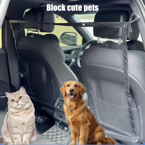 Car Pet Mesh Barrier for Genesis G70 G80 G90 | Elastic Drawstring Setup Secures Driving Space. 116x76 Centimeter Woven Mesh Deflects Animal Claws.