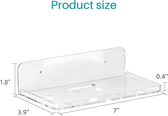Wall Mount Floating Shelves for 2 Pcs Security Camera Shelf Mini Speaker Other Small Items in Bedroom Bathroom Kitchen Living Room Clear Mini Shelf Flexible Use for Wall Space(L)
