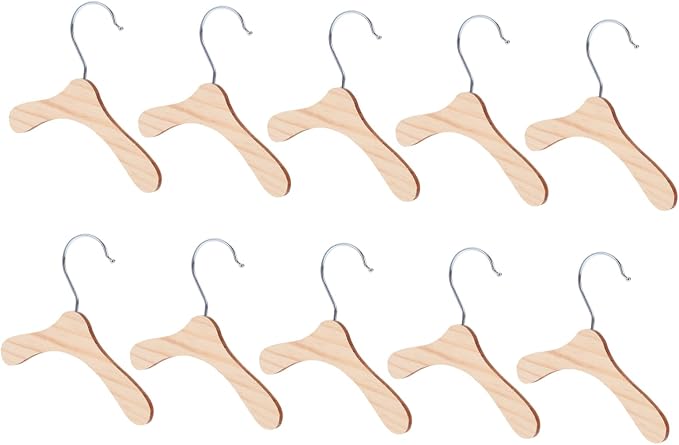 VICASKY 10pcs Pet Costume Rack Wooden Clothes Hangers for Dogs and Cats Small Strong Portable Apparel Organizer for Home Storage