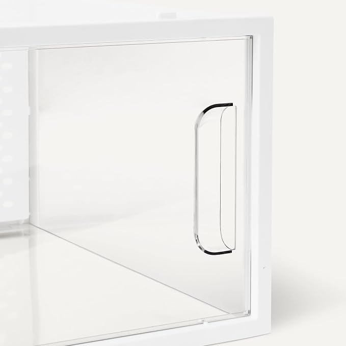 Amazon Basics Stackable and Foldable Clear Shoe Storage Organizer Box, Large, 12-Pack