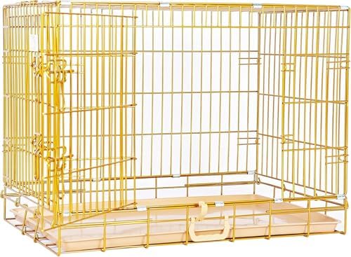 Homey Pet 30 Inch Dog Crates for Small Medium Dogs, Copper Gold Cage Kennel | Rust/Peel-Resist Nano-Coat, Lockable Pull-Out Tray, Dual Doors w/ 4 Locks, Collapsible, Thicker Wire, Indoor Use, Easy-Clean