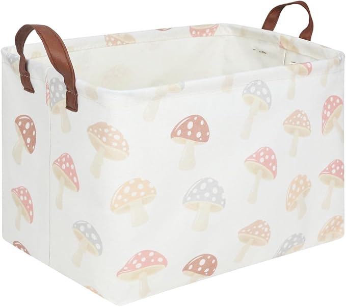 Rectangular Baby Laundry Basket,Mushroom Basket,Collapsible Waterproof Kids Toys Storage box,kids gift hamper,Toy Bins,Baby Room Decor(Mushroom)