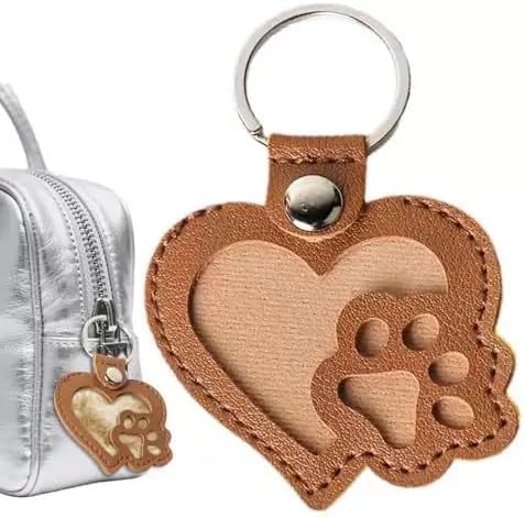Heart-Shaped Leather Pet Hair Keepsake Keychain