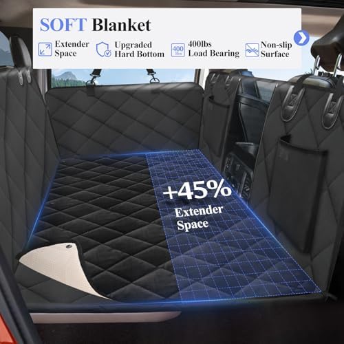 Hard Bottom Dog Truck Seat Cover for Crew Cab Trucks with Blanket