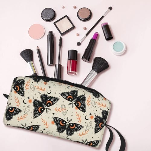 Gothic Witchy Butterfly Makeup Bag for Women | Small Travel Cosmetic Pouch with Zipper, Compact Makeup Organizer Bag for Purse, Toiletries, Skincare & Daily Essentials