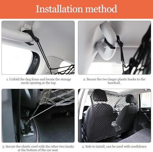 Car Dog Barrier for VW Amarok Caddy Taro Teramont, Dog Car Barrier Mesh Net Double Layer Elastic Pet Barrier for Car Thickened Material Dog Travel Accessories