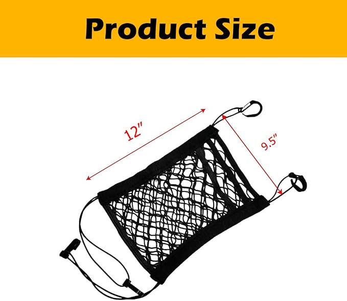 Dog Car Net Barrier, Pet Safety Divider with Mesh Organizer for Kids, Elastic Seat Back Storage Pouch, Universal Fit Vehicle Cargo Netting for Cars SUVs, 2-Layer Stretchable Barrier