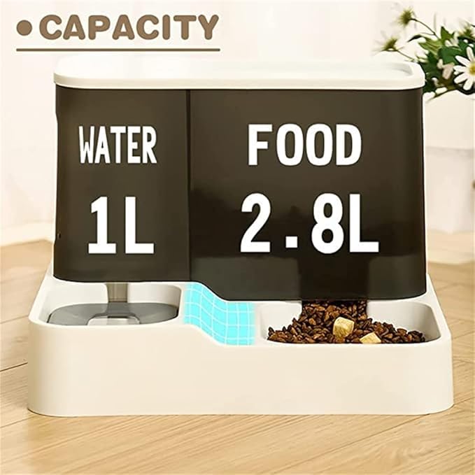 2 in 1 Pet Automatic Food and Water Dispenser, Cat Feeder, Dog Feeder,Pet Water Dispenser,Pet Automatic Feeder, Pets Auto Feeder (Grey)
