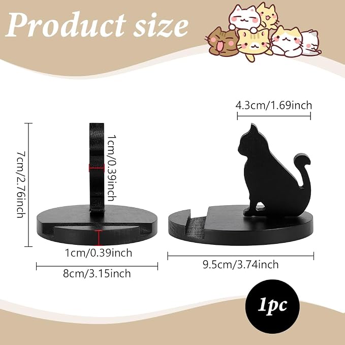 NBEADS Cute Cat Cellphone Stand Holder, Animal Phone Holder Cat Decorative Smartphone Desk Holder with Non-Slip for Various Models of Mobile Phones and Tablets, Black