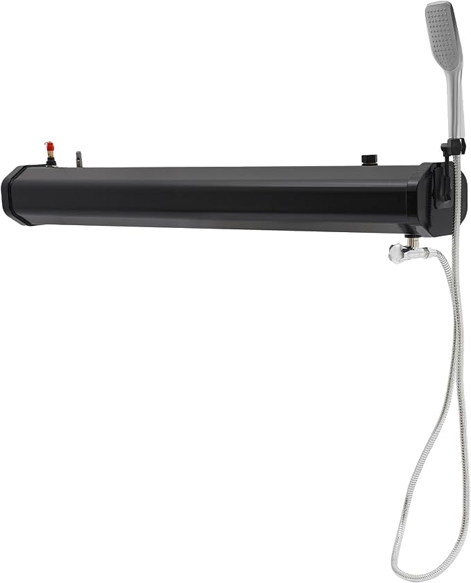 Pressurized Water Tank for Camping, Roof Rack Mount Road Shower with Water Hose & Storage Bag, Portable Off Road Shower Water Storage Tank for Hiking, Car wash, Pet Cleaning