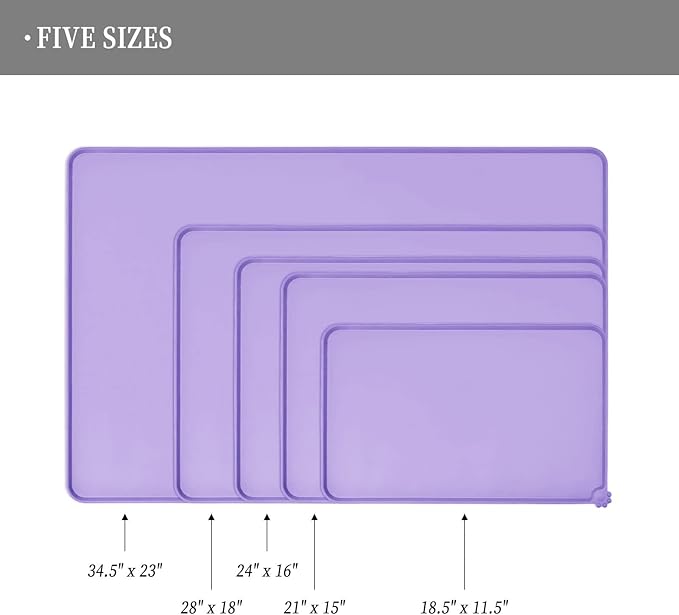 Reopet Waterproof Pet Feeding Mat, Non-Slip Silicone Placemats for Dog Cat Food and Water Bowl, High Raised Edges to Prevent Spills and Protect Floors