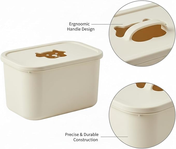 Dog Shaped Storage Bin with Lid and Handle, Decorative PP Plastic Organizer Box for Home, Office, and Craft Supplies